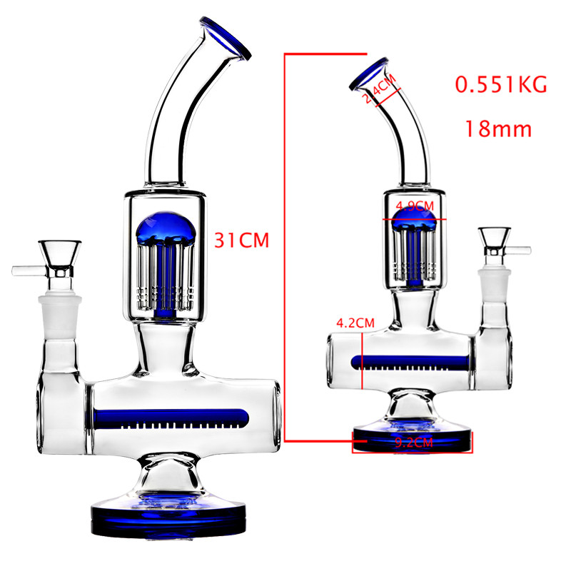 

Blue Arm Tree Perc Glass Bongs Thick Base Bong Dab Rig with 14mm Joint Bowl Glass Bong