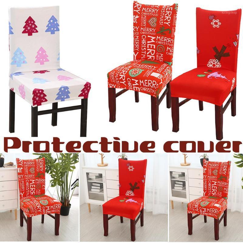 

Christmas Dinner Chair Cover Xmas Decoration Chair Protector Household Hotel Dining Covers Dust-proof Spandex Cover1