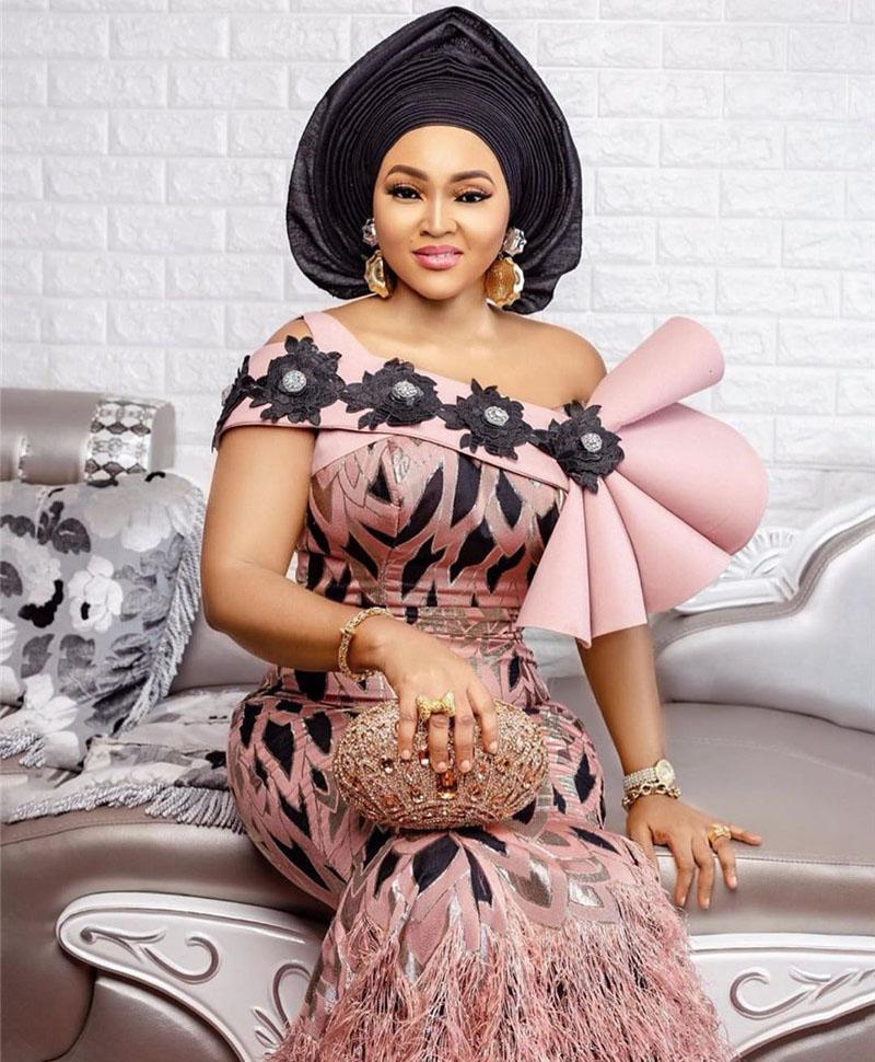 

Ribbon Good Quality Brocade Lace Tassel African Fabric Latest Nigerian For Wedding Evening Dresses APW2918B