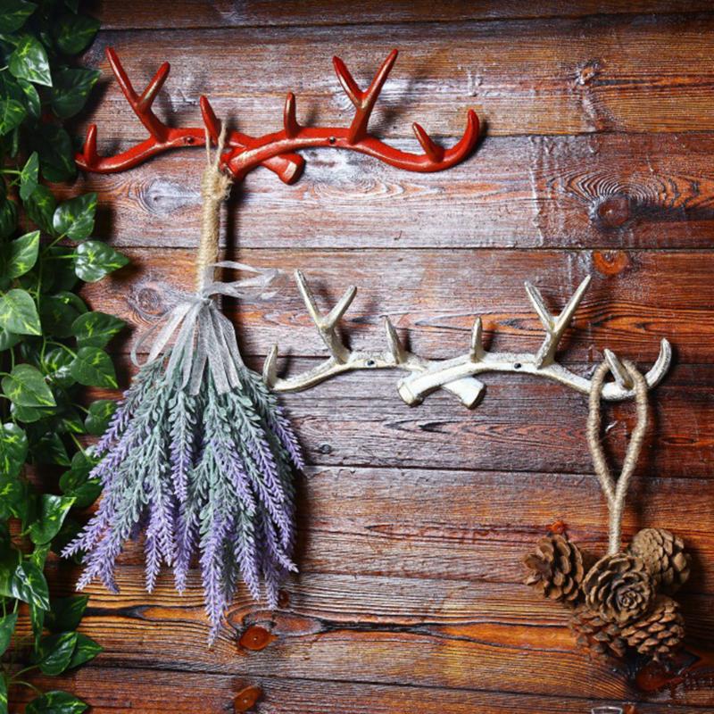 

Metal Antlers Hooks Wall Door Mounted Clothes Towel Hat Key Hanger Brown Red Blue White Kitchen Bedroom Bathroom Sundries Hook