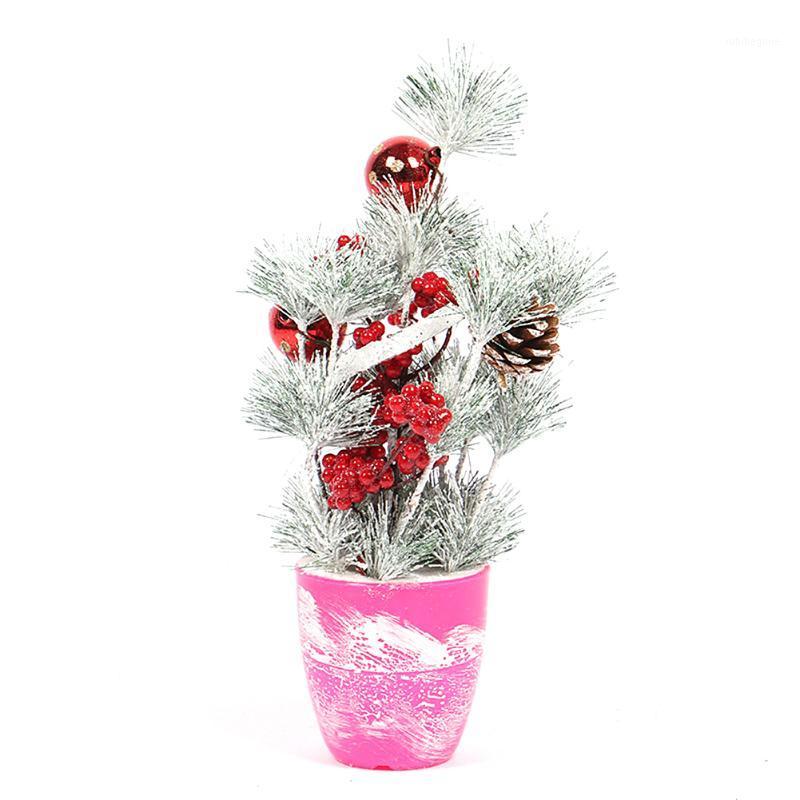 

Mini Christmas Tree Ornament Sticky White Pine Needle Desktop Ornament Simulation Pine Cone Berry Decorations for Home Office1