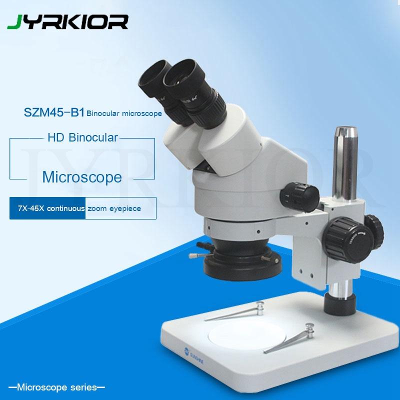 

Jyrkior 7-45X Zoom SZM45-B1 Binocular Continuous Zoom Stereo HD Microscope 90X HD Eyepiece For Phone Mainboard Detection