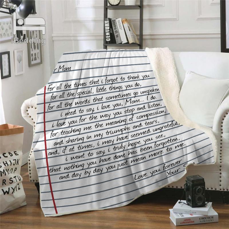 

Warm Letter From Son Design Blanket To My Mom Throw Blanket Print on Demand Sherpa Blankets for Sofa Thin Quilt