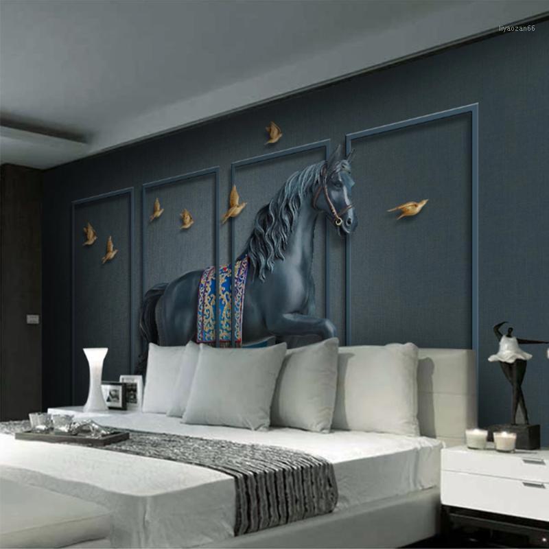 

Custom Mural Three-Dimensional Relief Horse Screen New Chinese Style Wallpaper for Living Room Bedroom 3D Wallpaper Wall Decor1, Yellow
