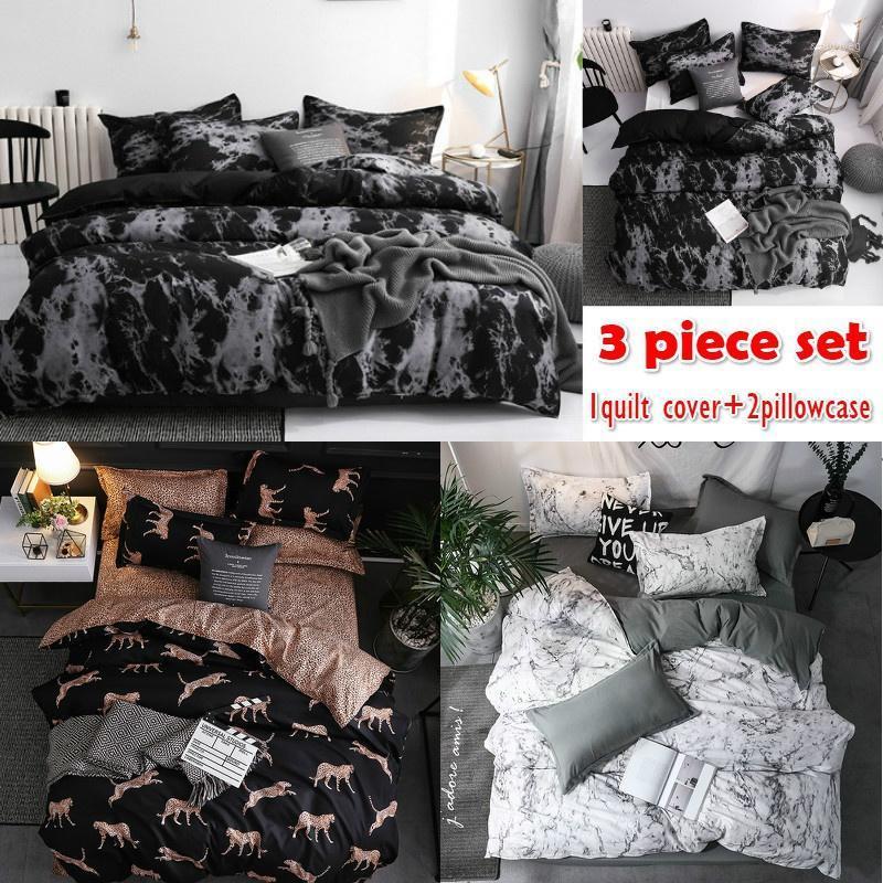 

Luxury Marble Lines Animal Leopard Duvet Cover with Pillowcase Set 3Colors 3-Piece Bedding Set1