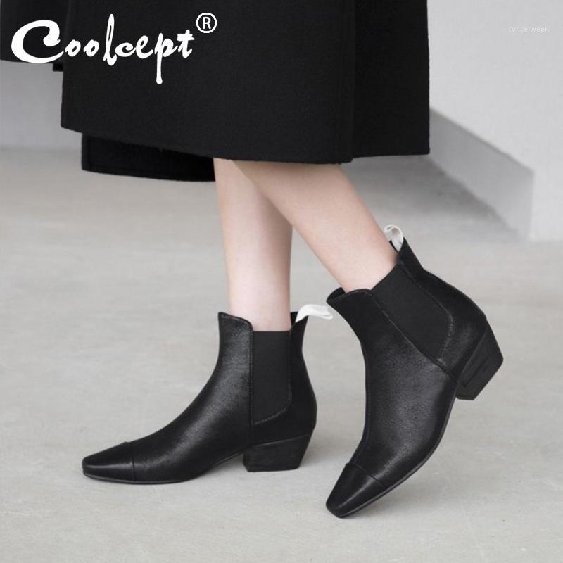 

Coolcept Women Fashion Pointed Toe High Quality Ankle Boots Sexy Office Work Short Boots Shoes Woman Slip On Botas Size 33-401, Black
