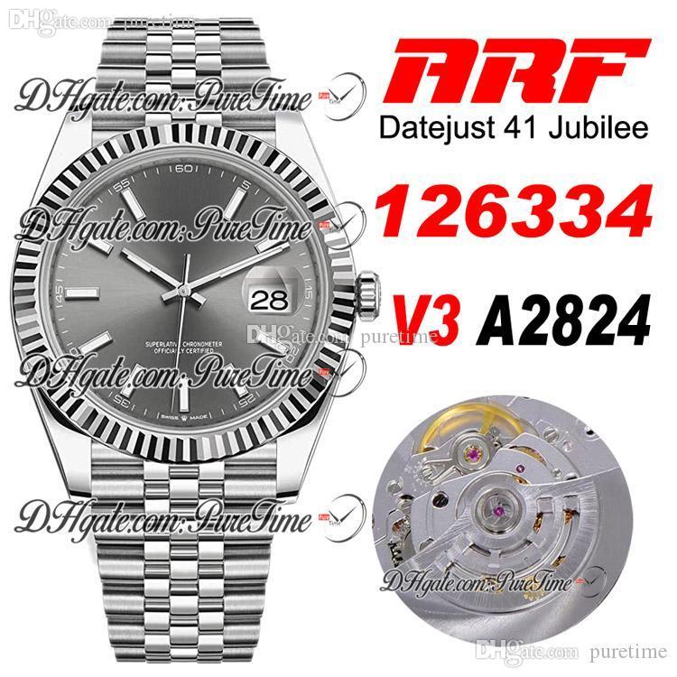 

2020 ARF V3 Datejust 41mm 126334 A2824 Automatic Mens Watch Fluted Bezel Dark Rhodium Dail ETA 904L Steel Jubilee Bracelet Puretime PTRX B2, Accessories