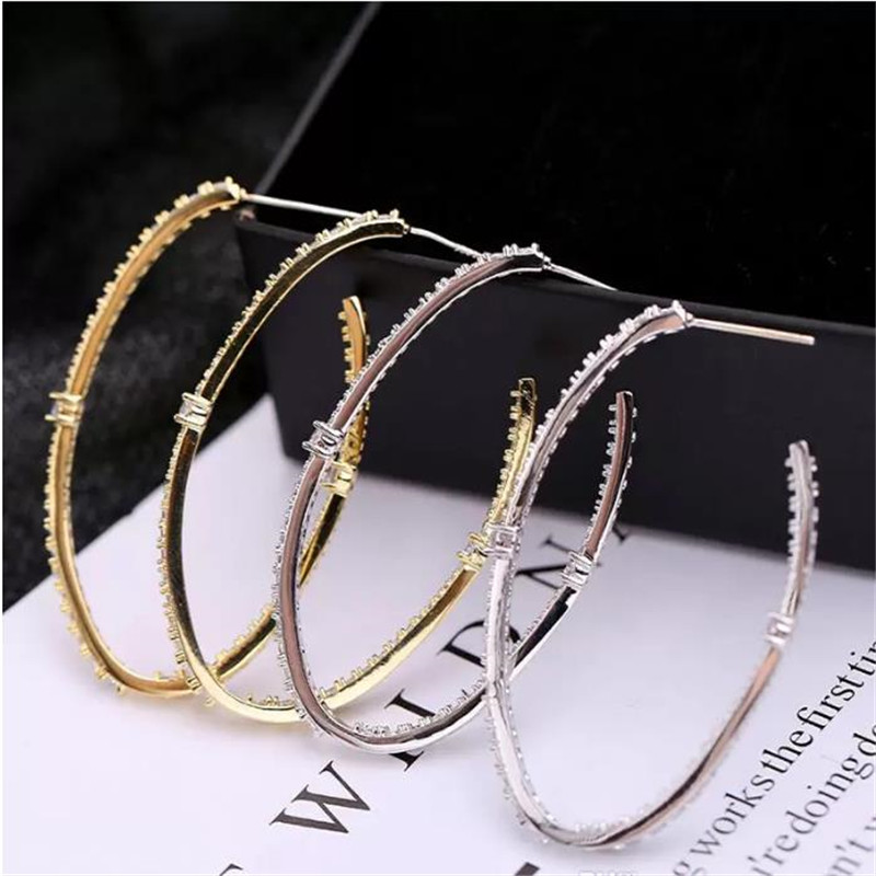

Luxury jewelry 925 Silver Large Hoop Earrings Gold/Silver Color For Women Big Circle Earrings 925 Sterling Wedding Party