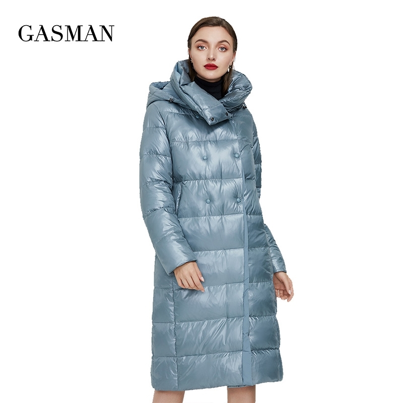 

GASMAN Hooded high quality long parka Women's winter jacket warm women's coat outwear Female fashion puffer down jacket 006 210203, 128 blue