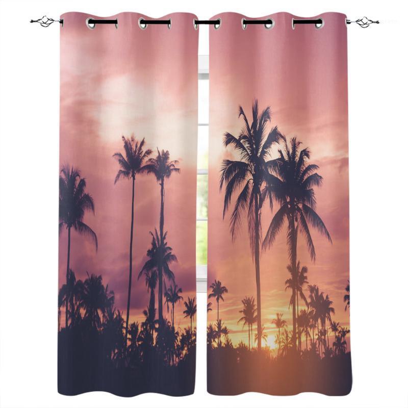 

Tropical Palm Trees Sunset Window Treatments Curtains Valance Curtain Living Room Curtains Bathroom Kitchen Drapes Decor Kids1, As pic