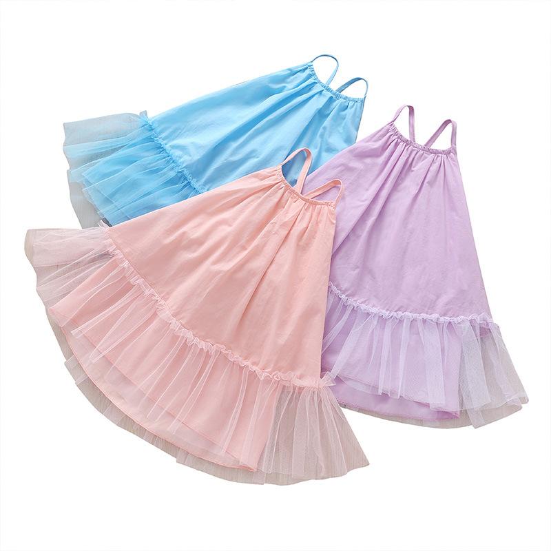 

Summer Girl Dress Sleeveless Halter Kids Beach Dresses Girls Clothing, Pink