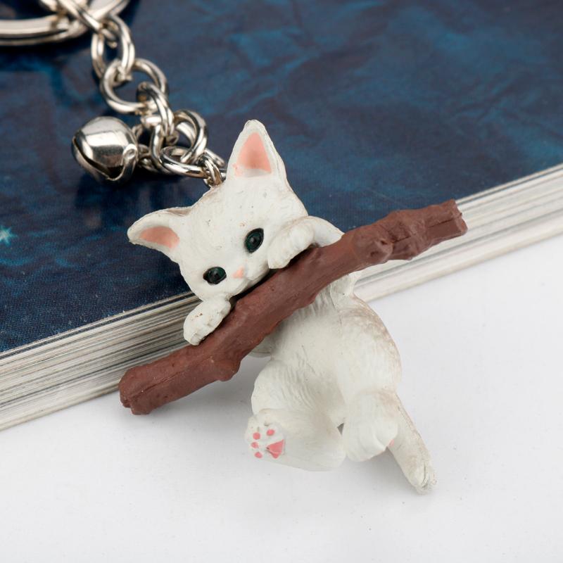 

Animal Cat Bite Branch Play Keychain Cute Litter Cat Pendant Key Rings Women Bag Hanging Key Decoration