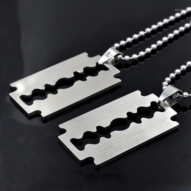 

1pc fashion stainless steel razor type pendant chain necklace jewelry mirror polished blade new men's ladies gifts free shipping1