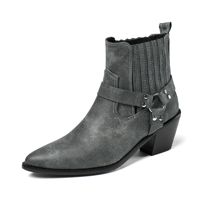 

2021 New Pointed Toe Casual Ankle Square Heel Slip on Women Shoes Autumn Winter Pu Leather Short Boots Big Size 34-43 4i6k, Brown