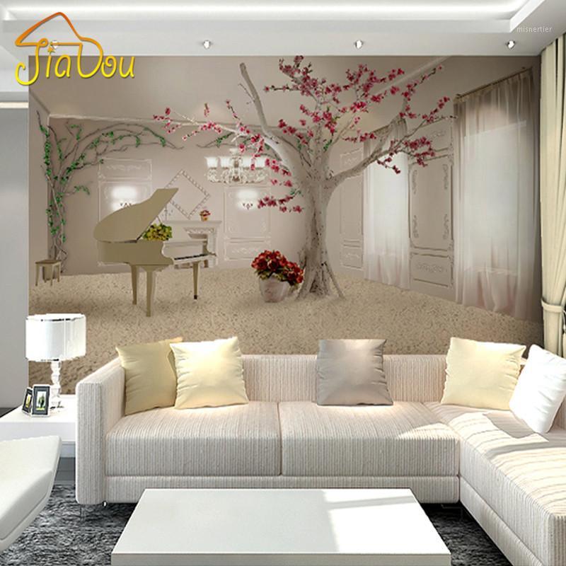 

Wholesale- Custom Any Size 3D Wall Murals Wallpaper For Living Room Modern Fashion Beautiful Photo Murals Tree Wall Papers Home Decor1, As pic