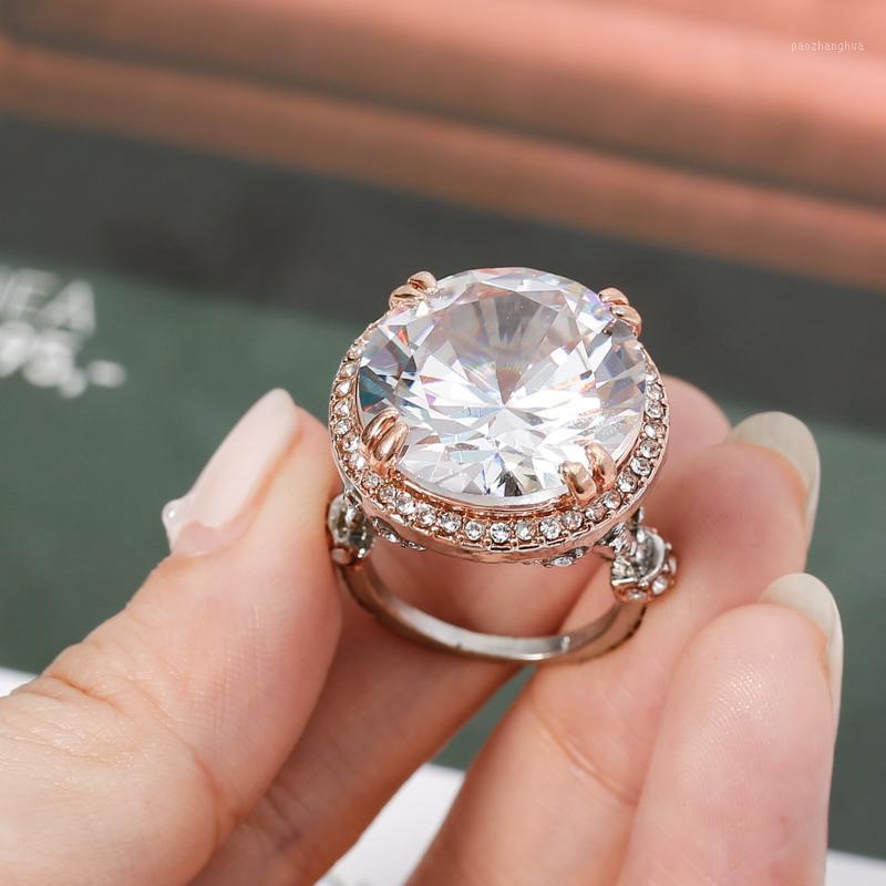 

Wedding Rings White Crystal Rhinestone Zircon Finger Ring For Women Female Engagement Bridal Jewelry Size 6-10, Slivery;golden