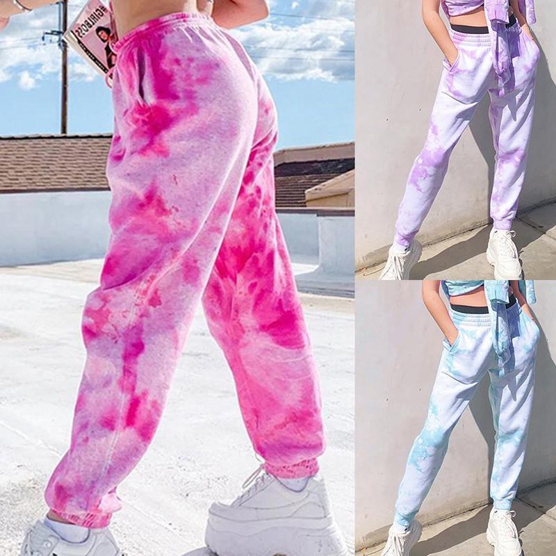 

2020 Tie Dye Sweatpants Women Elastic High Waist Baggy Pants Hip Hop Casual Loose Pants Lady Fashion Pink Trousers Jogging1, Pink 1