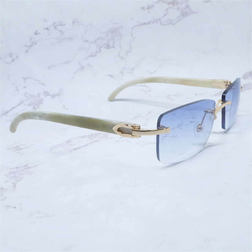 

Vintage Sunglasses Natual Buffalo Horn Mens Luxury Eyewear Women Frenchs Accessories Rimless Wooden Square Eyewear Frame