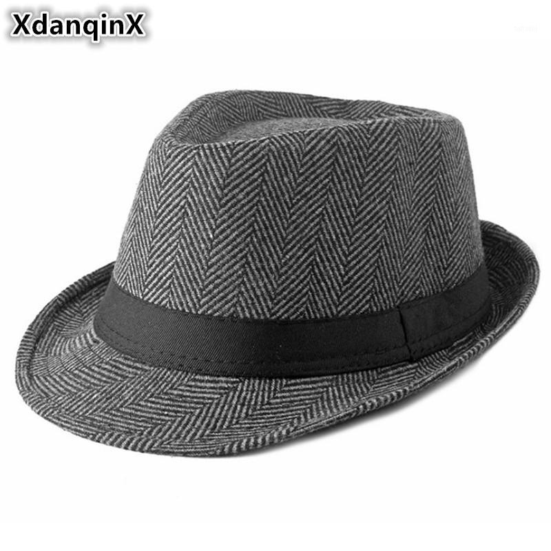 

XdanqinX 2020 New Autumn Winter Elegant Women's Fedoras Hat Gentleman British Middle-aged Men's Jazz Hats Brands Dad's Cap1, Khaki