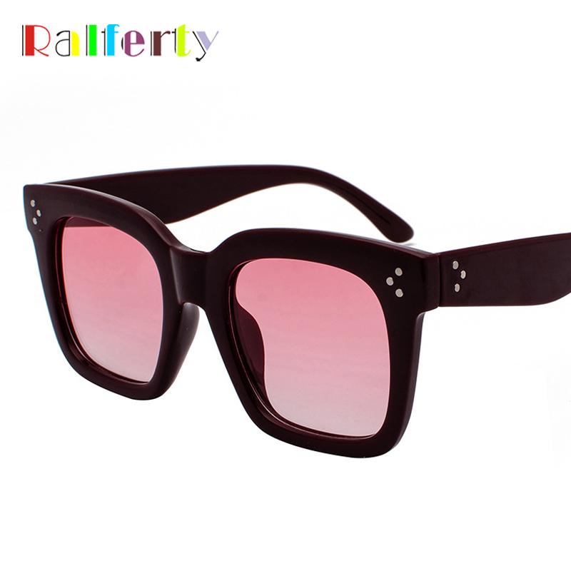 

Ralferty Oversized Sunglasses Women Brand Design Square Sun Glasses Female Wine Red UV400 Eye Protection Shades Oculos J16079