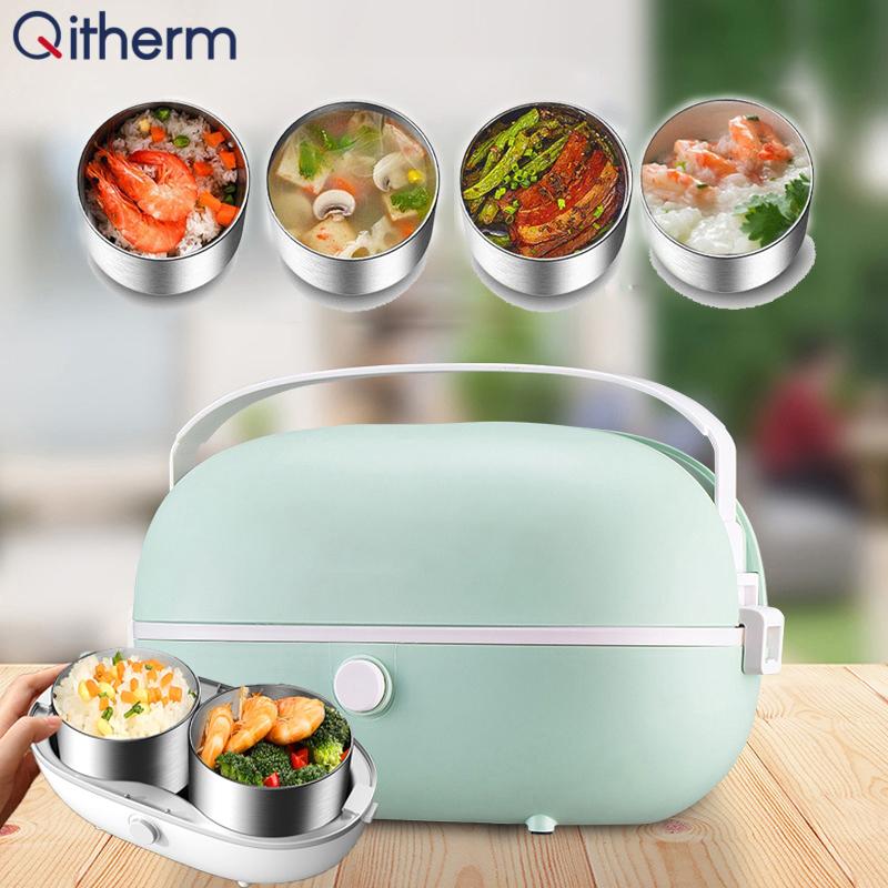 

Portable Electric Lunch Box Stainless Steel Container Steamer Rice Cooker Heated Warmer Container Mini Rice Cooker