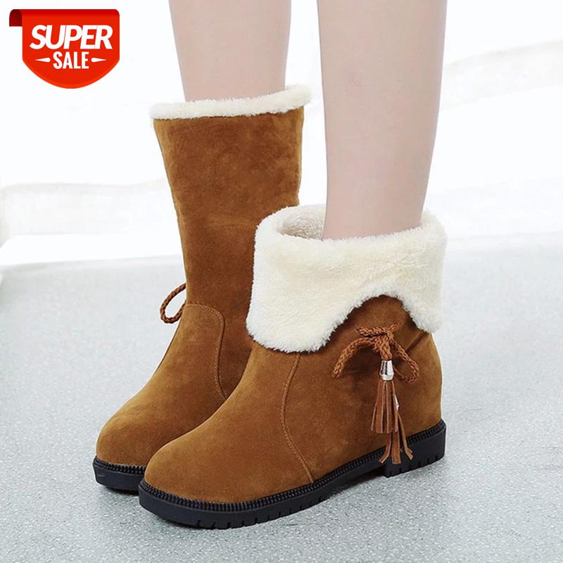 

2020 warm plush snow boots women fashion casual waterproof female shoes mid-calf boots slip-on foldable buty damskie soft boats #vm6g, Black