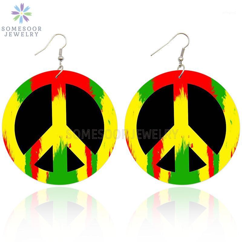 

Dangle & Chandelier SOMESOOR African Colors Peace Symbol Wooden Drop Earrings Handmade Pos Printed Wood Jewelry For Women Gifts1