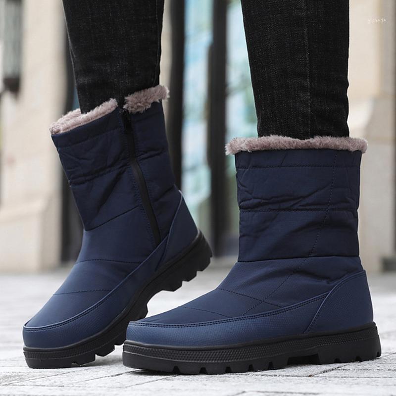 

Waterproof Snow Men Winter Shoes Snow Boots Large Size 46 Antiskid Bottom Keep Warm Plus Velvet Warm Ski Boots Casual 20201, Gy