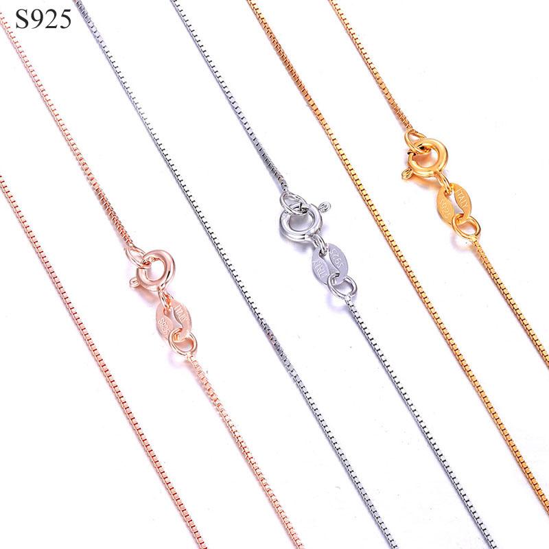 

Gold / Rose Gold Genuine Real Pure Solid 925 Sterling Silver Basic Chains for Women Fine Jewelry Female Clavicle Chain Necklace