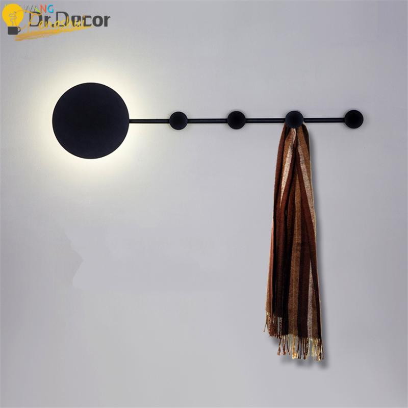 

Modern LED Wall Lights Creative Clothing Cap Rack Wall Lamps Round Aisle Locker Bedroom Room Lamp Vanity Light Industrial