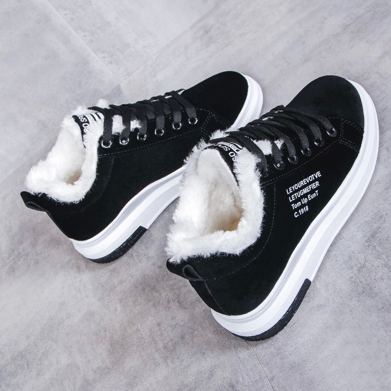 

Cotton Shoes Female New Women's Boots Winter Plus Velvet Cotton Shoes Thick-Soled Warm Snow Women's Boots #gF1F, Beige