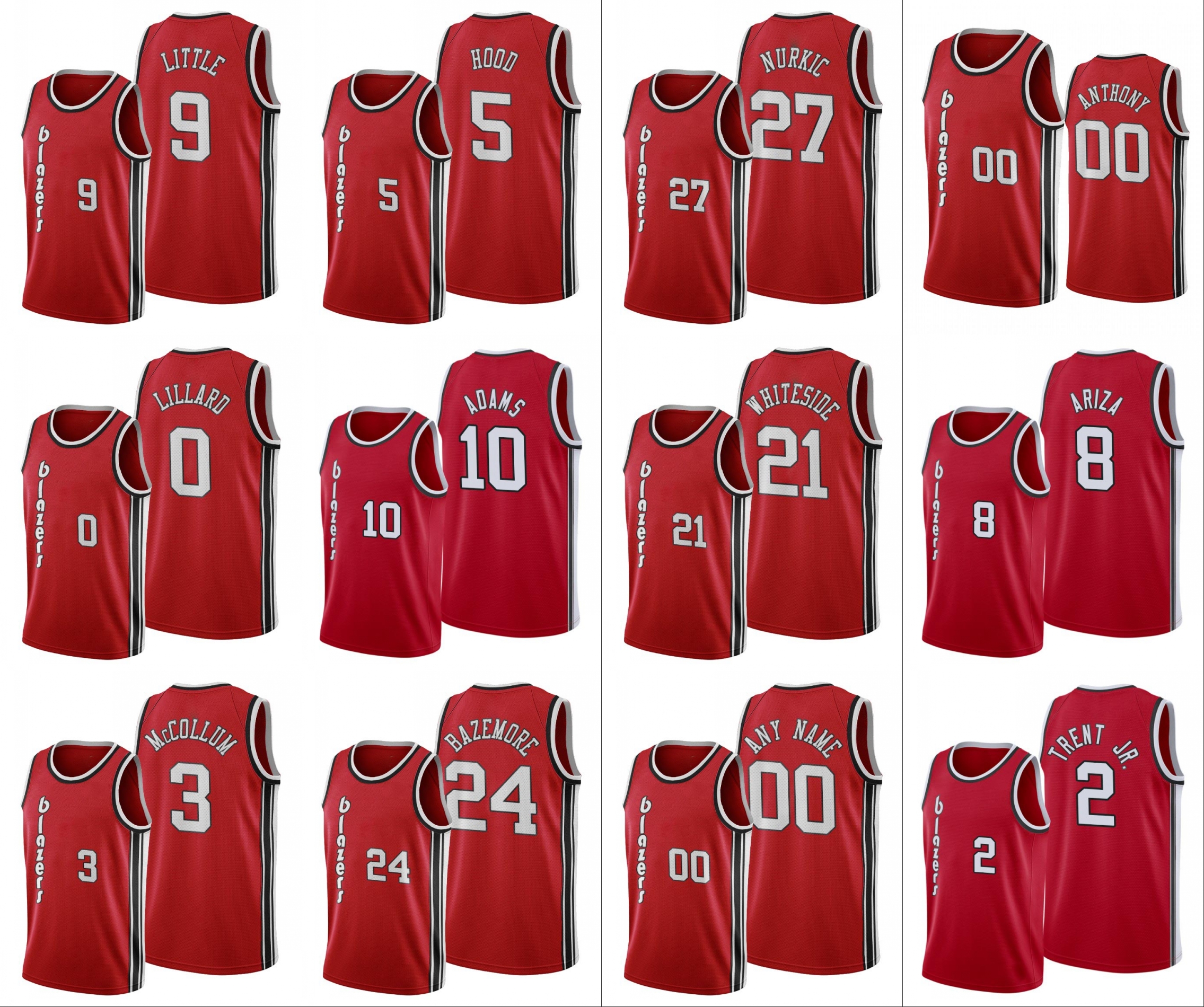 

Portland Trail Blazers Men Damian Lillard Carmelo Anthony C.J. McCollum Jusuf Nurkic Red Custom Classic Edition Jersey, Black
