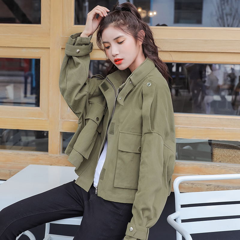 

2021 New Casual Bf Tooling Female Coats Korean Style Autumn Winter Women Chic Loose Cotton Short Windbreaker Jacket Feminino Y151 773b, Caramel colour