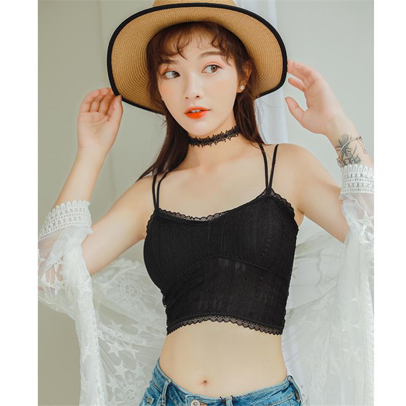

ATHVOTAR Fashion Tube Top For Women Breathable Female bra tops Sexy Lace Hollow Sexy Camisoles, White