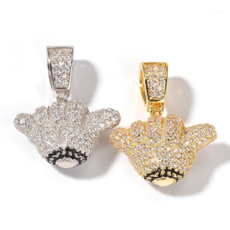 

Pendant Necklaces Iced Out Shaka Hand Sign Necklace & Arrival Zircon Men's Fashion Hip Hop Jewelry Gift1