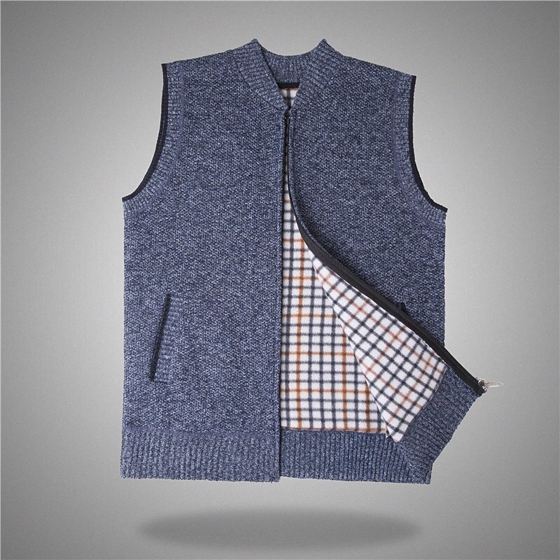 Men's Sweater Cardigan Vest Pocket Knitted Solid Color Stylish Casual Sleeveless Sweater Cardigans Stand Collar Fall Winter Blue Gray Red 26zN#
