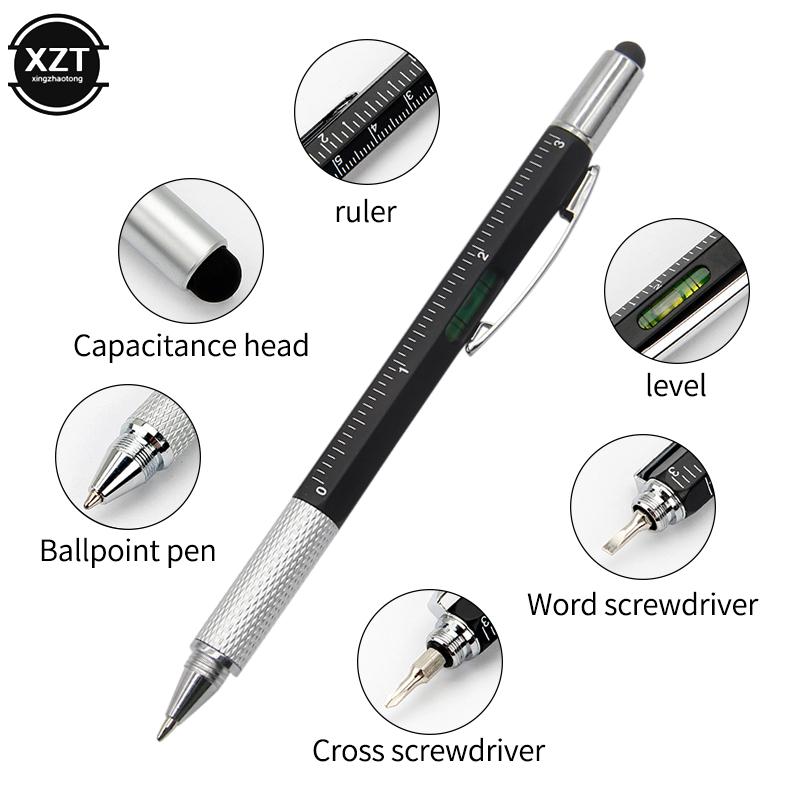 

7 in1 Multifunction Ballpoint Pen with Modern Handheld Tool Measure Technical Ruler Screwdriver Touch Screen Stylus Spirit Level