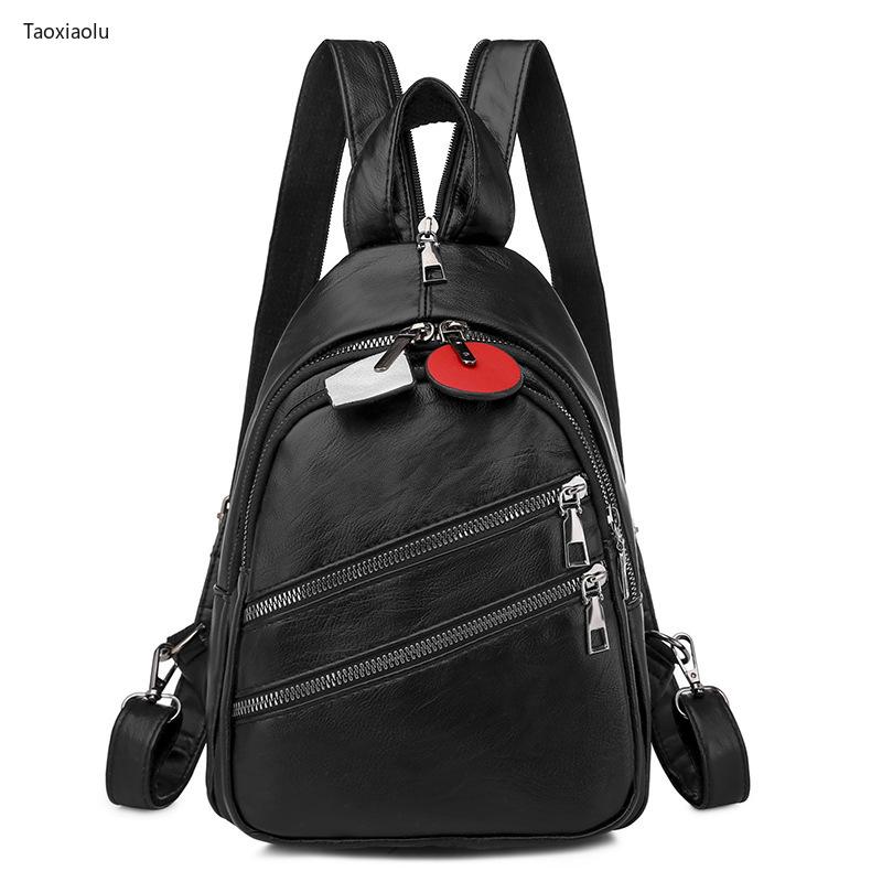 

Female Backpack Designer High Quality PU Leather Fashion School Bags Girl Bagpack Multifunction Shoulder Bags Small Daypack, 976