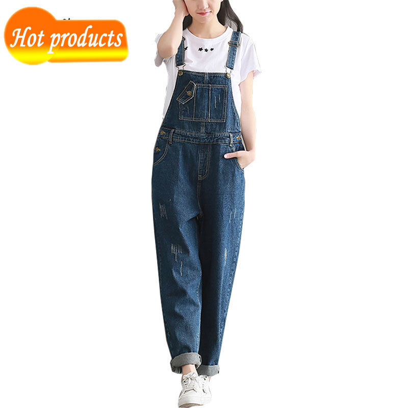 

Denim 2020 Modal of the Women Released Casual-sized Brim Pants Casual Large Overalls Bib Jeans More Size -xl xxl Cj25, Blue