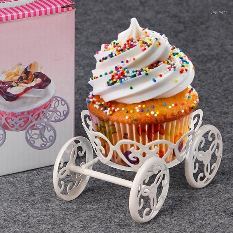 

New Cake Stand White Pastry Baking Metal Wheel Cupcake Stand Cake Display Wedding Birthday Party Decorations Free Shipping1