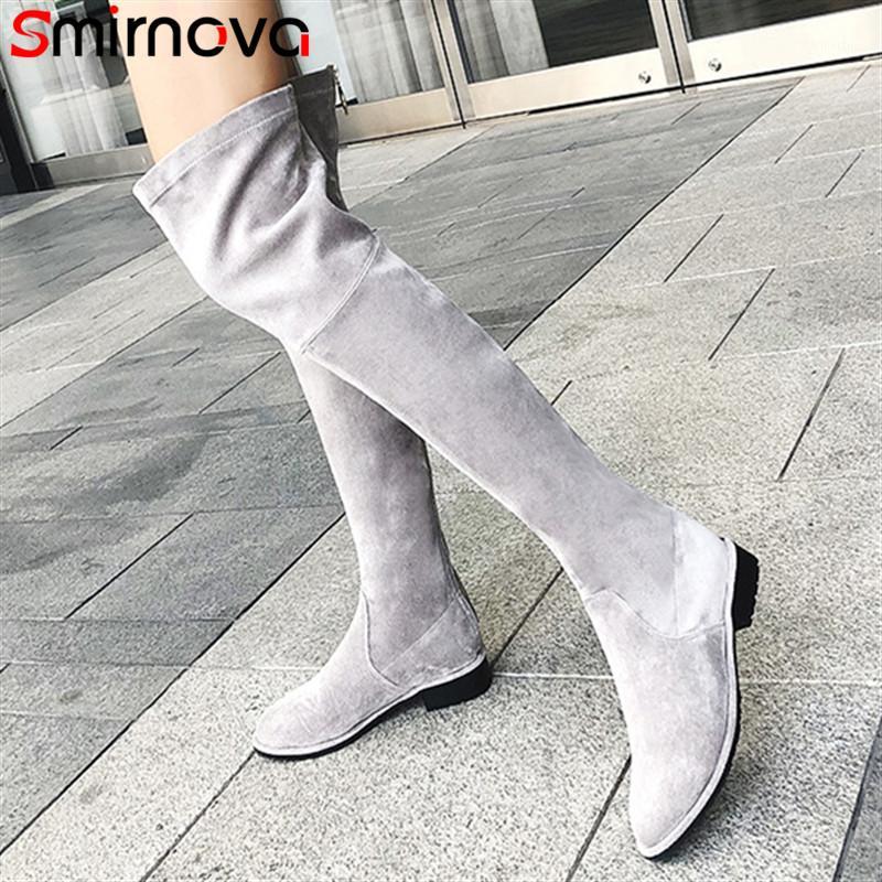 

Smirnova 2020 winter autumn boots for lady sexy over the knee boots round toe party shoes black high quality women's1, Khaki