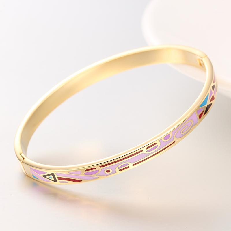 

R&X Gold Femme Detalles Fine Regalos Esmaltes Boda Women Jewelry Bijoux Plated Stainless Steel Bangle Bracelet Enamel Bangles1