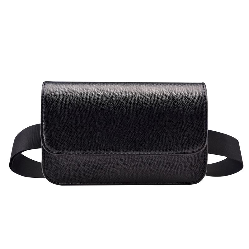 

Solid Casual Women Waist Bag PU Leather Black Fanny Pack For Women Brief Design Ladies Small Bags