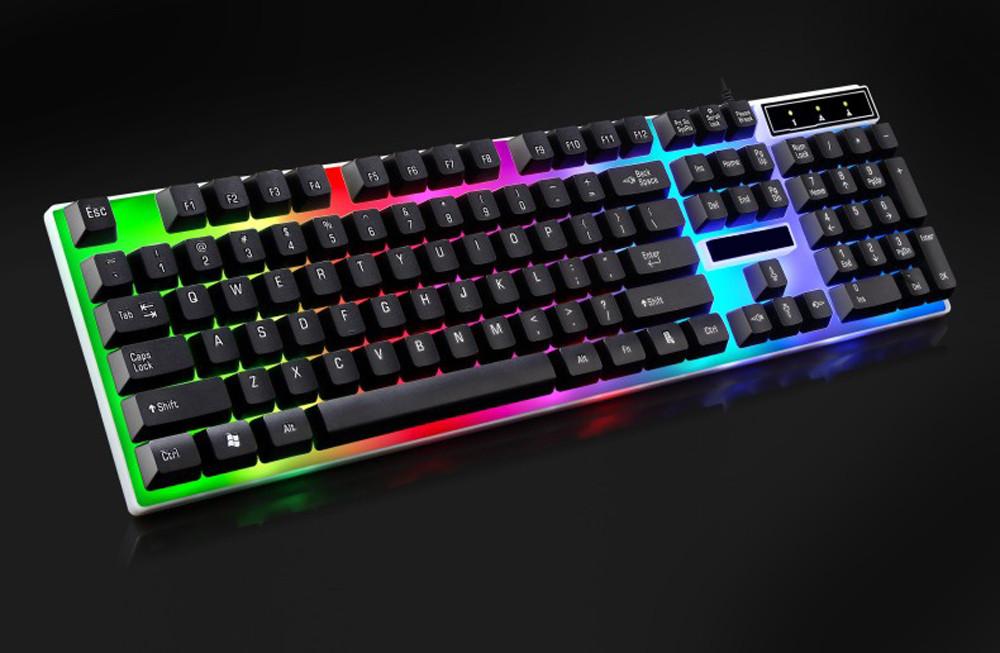 

Waterproof rainbow keyboard with rainbow backlit USB wired game keyboard fast control of various functions ergonomic design