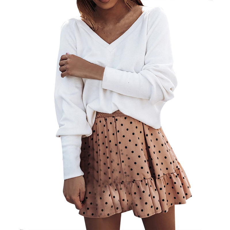 

2021 New Women Spring Sexy v Neck Backless Casual Long Sleeve Loose Autumn Female Solid Pleated Patchwork Knitted Pullover Tops Fc6a, Black