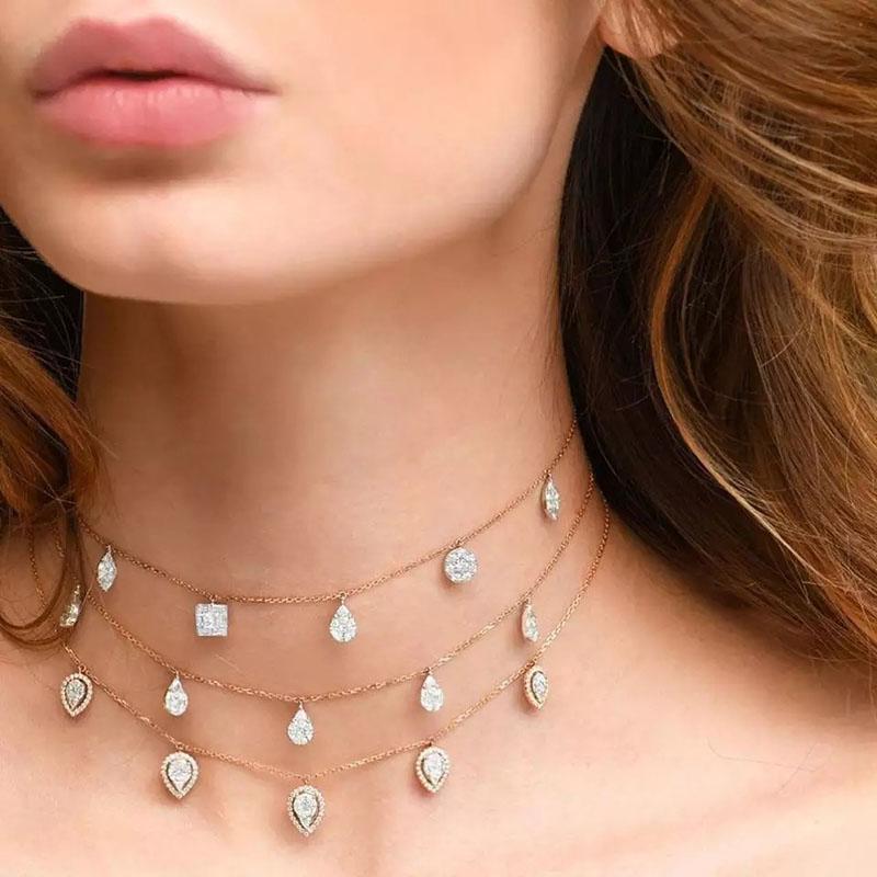 

Funmode Classic Waterdrop Shape Cubic Zircon Pave Choker Pendant Necklace For Women Party Accessories Wholesale FN205