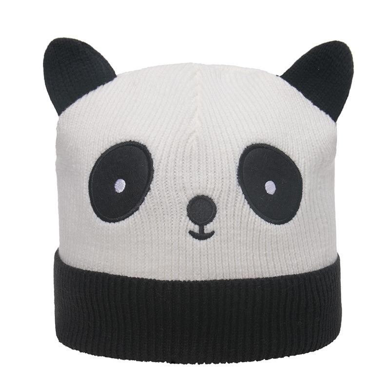 

Beanie/Skull Caps Autumn Winter Cute Panda Beanies Woolen Hat Trend Versatile Travel Warm Cold Proof Cartoon Knitted, Black