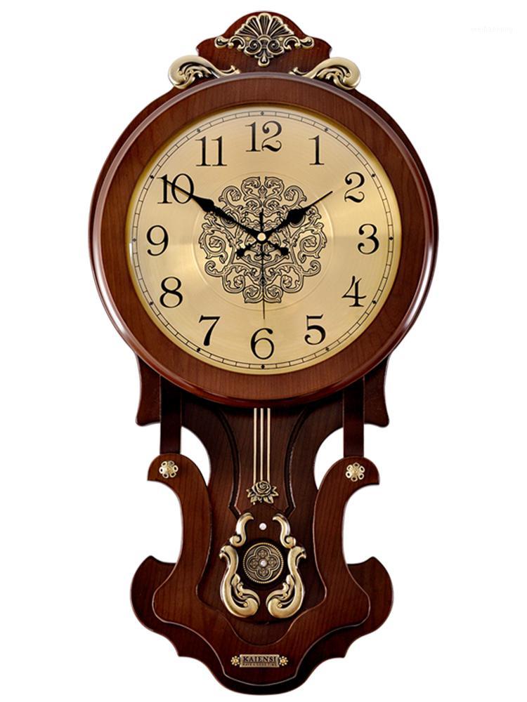 

European Wall Clock Vintage Pendulum Clock Wall Decor Bell Living Room Radio Clocks Home Chinese Style Duvar Saati Decor SC4451