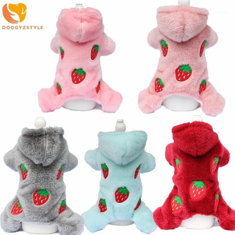 

Dog Jumpsuit Winter Pet Clothes Fleece Warm Pajamas Cute Strawberry Jumpsuits For Small Medium Large Dog Chihuahua Puppy Outfits1, Red