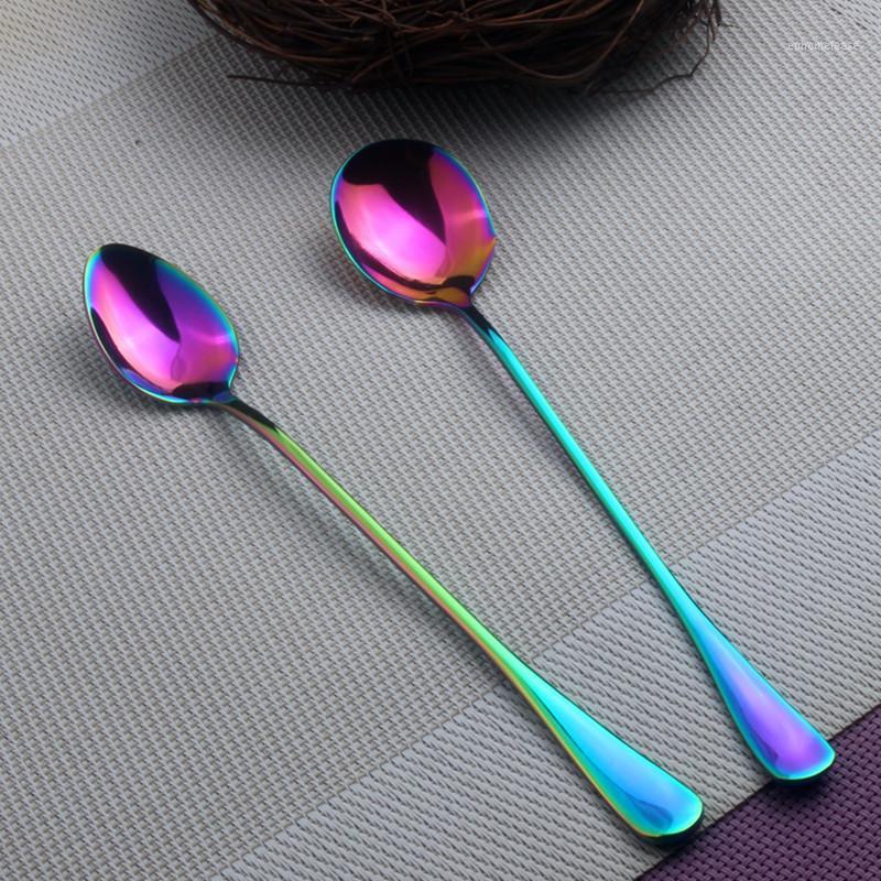 

1PC Stainless Steel Rainbow Sharp and Round Head Coffee Scoop Mixing Scoop Long Ice Christmas Gift 19.5cm @1